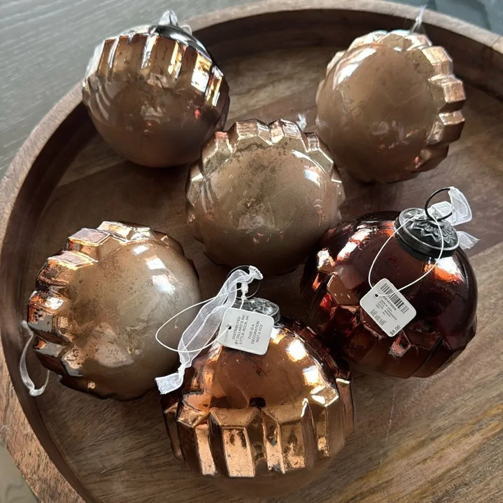 Christmas Ornaments From Dillard's Trimmings 6 Brown & Cream Ombre Rounded Glass